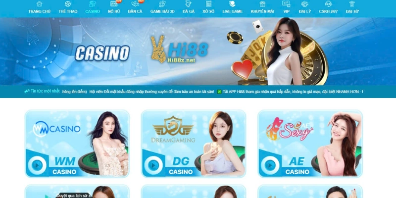 Sảnh Casino Hi88 có gì nổi bật?